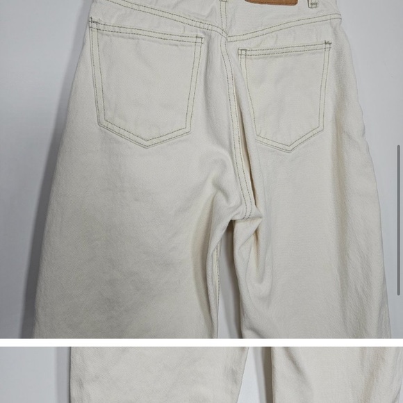 Zara Cream Color Jeans Size 2 Button Fly Raw Hem - Picture 5 of 10